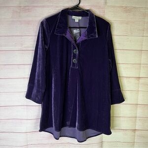 Coldwater Creek Beautiful Purple Velvet ‎ Tunic Top Size Small